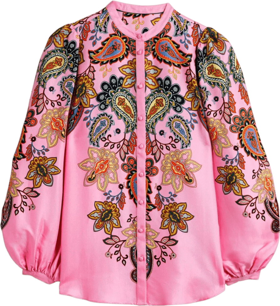 BODEN Pink Blouson Sleeve Blouse Cherry Blossom Paisley Charm UK 8 - Reliked