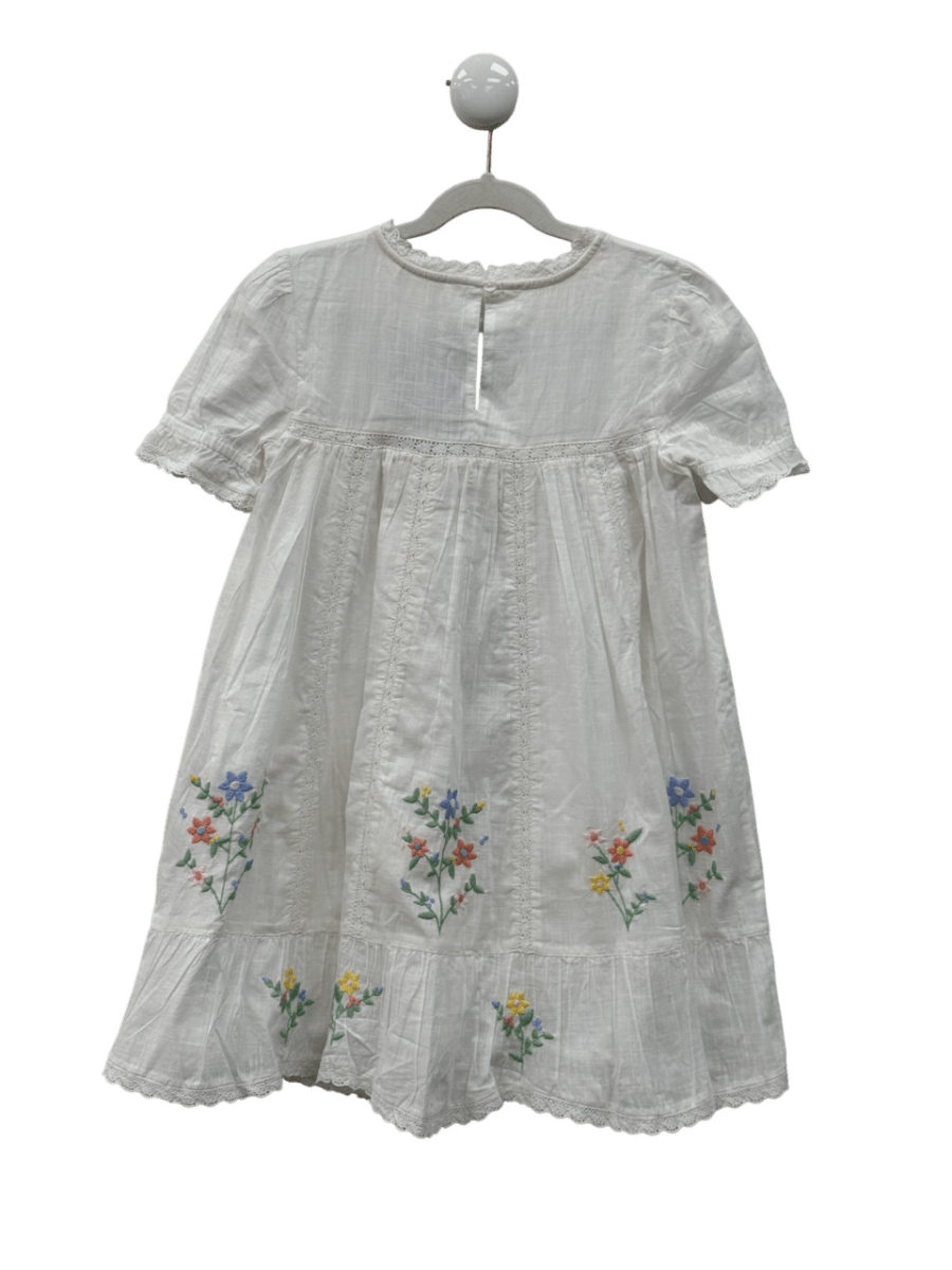 BODEN White Embroidered Dress UK 4 - 5 Years - Reliked