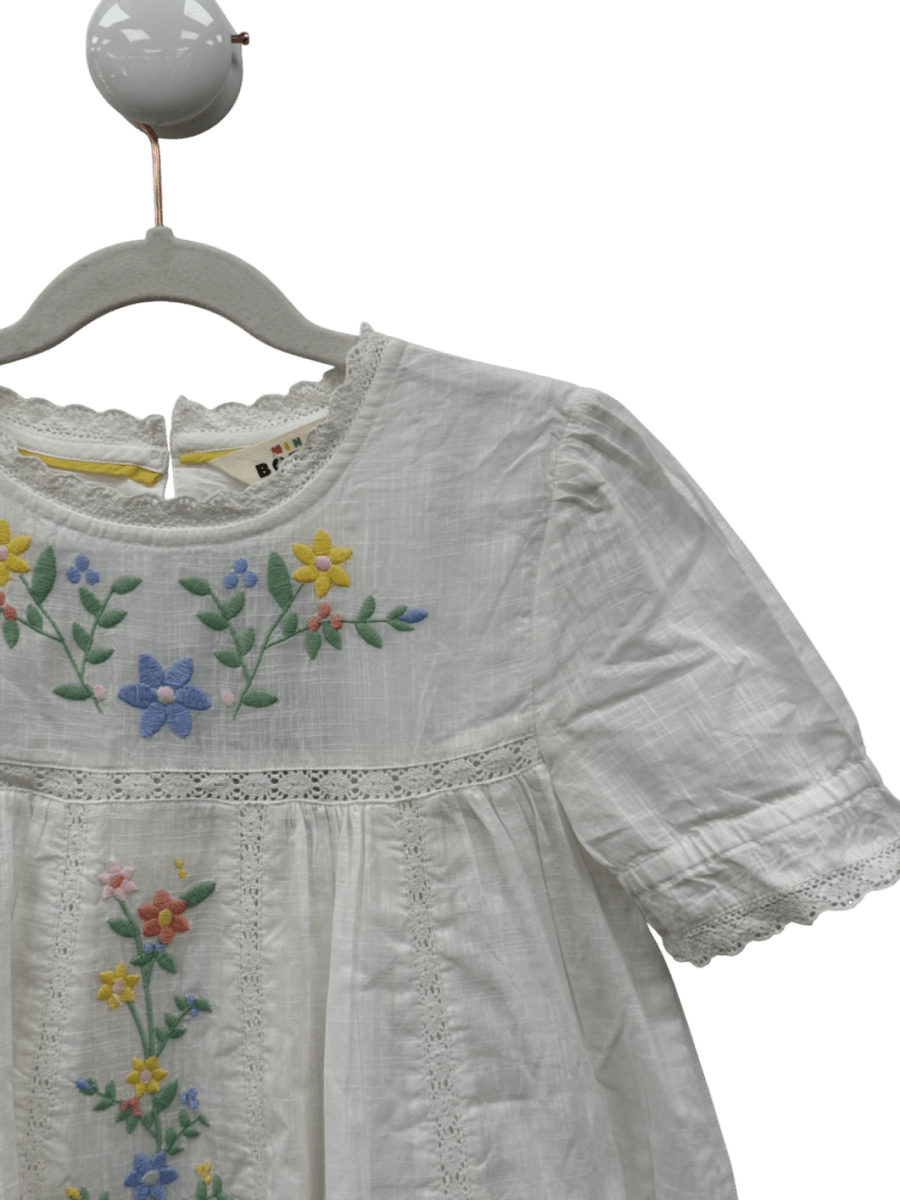 BODEN White Embroidered Dress UK 4 - 5 Years - Reliked