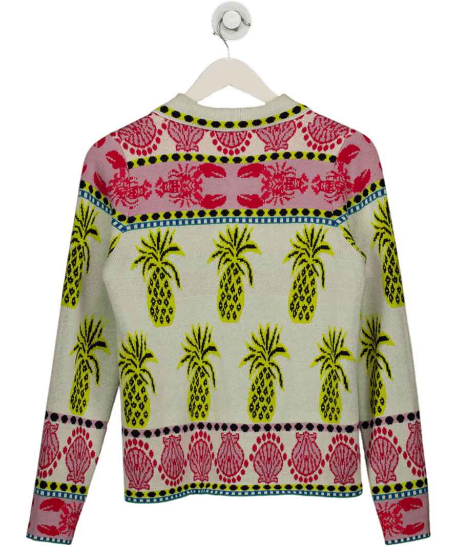 Boden White Jacquard Knitted Cardigan UK S - Reliked