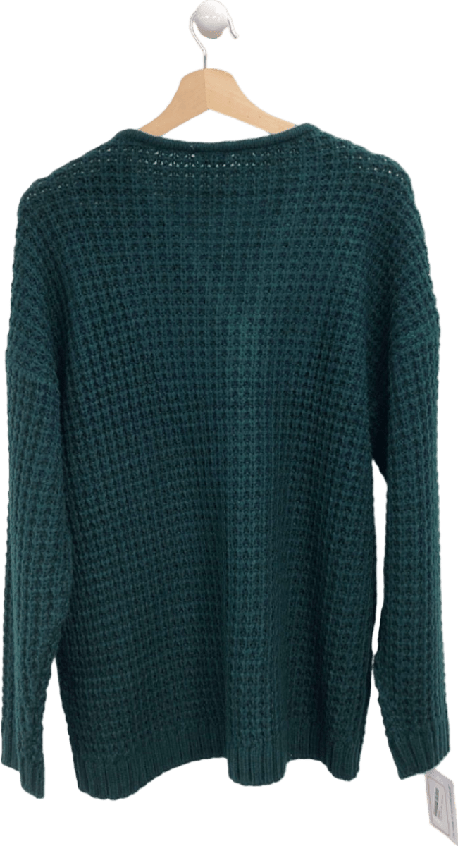 Body Flirt Green Waffle Knit Zip Jumper UK L - Reliked