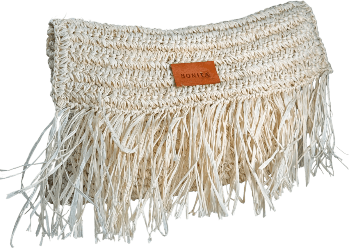 Bonita Bags Beige Large Straw Clutch Bag - Reliked