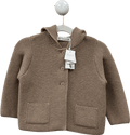 Bonpoint Beige Taupe Hooded Wool / Cotton Blend Hooded Cardigan / Jacket 2 Years - Reliked