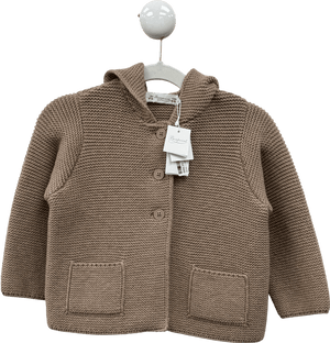 Bonpoint Beige Taupe Hooded Wool / Cotton Blend Hooded Cardigan / Jacket 2 Years