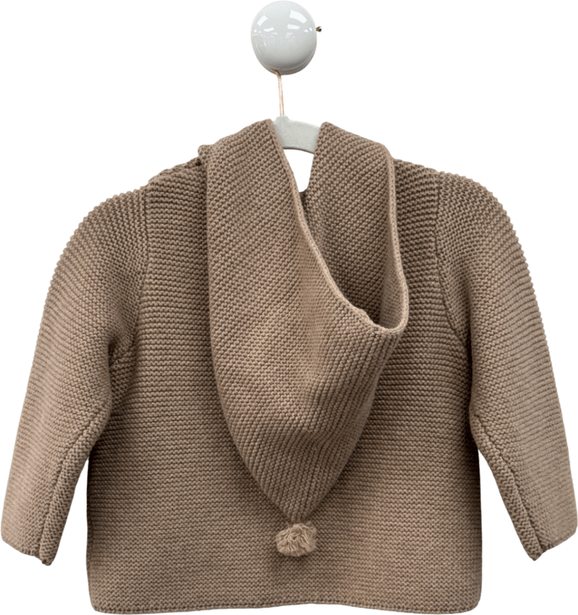 Bonpoint Beige Taupe Hooded Wool / Cotton Blend Hooded Cardigan / Jacket 2 Years - Reliked