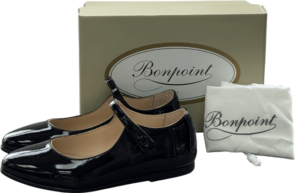 Bonpoint Belinda Leather Mary Janes - Black Patent Leather UK 9.5 EU 27 👼 - Reliked