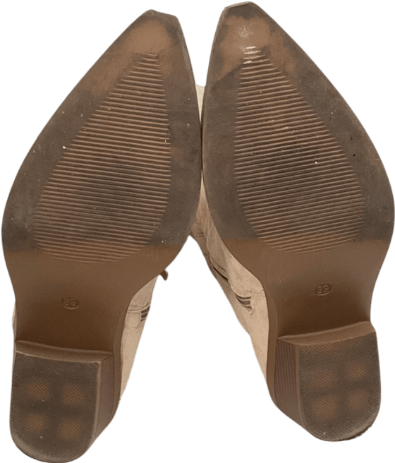 boohoo Beige Embroidered Knee High Western Boots UK 6 EU 39 👠 - Reliked