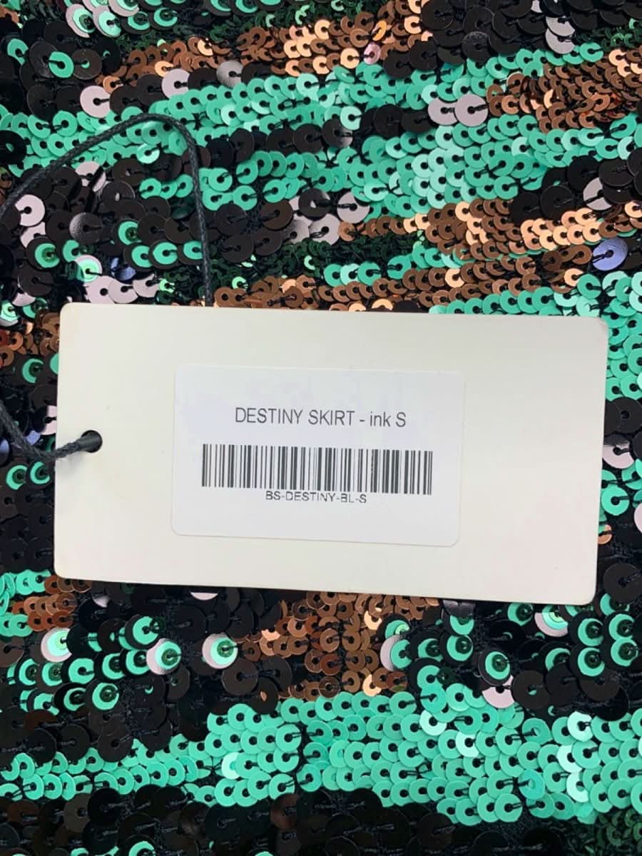 Boohoo Green & Black Sequin Destiny Skirt UK S - Reliked