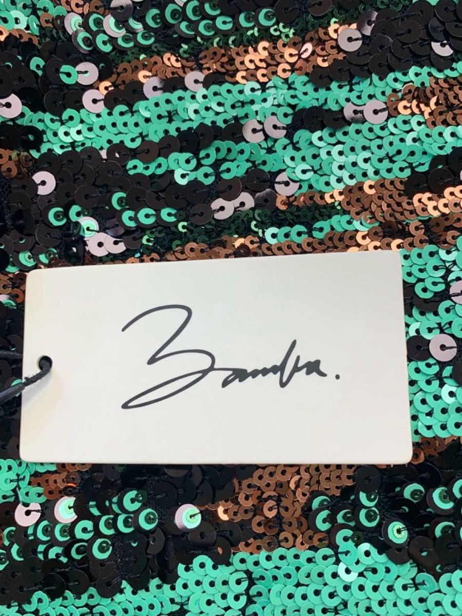 Boohoo Green & Black Sequin Destiny Skirt UK S - Reliked