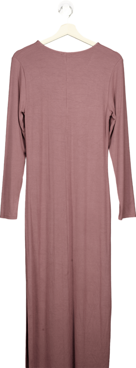Bordeaux Mauve Ribbed Long Sleeve Dress M - Reliked