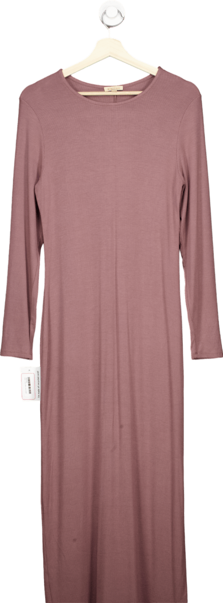 Bordeaux Mauve Ribbed Long Sleeve Dress M - Reliked