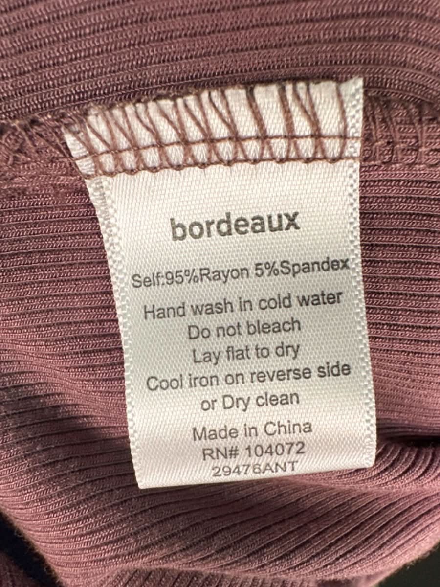 Bordeaux Mauve Ribbed Long Sleeve Dress M - Reliked