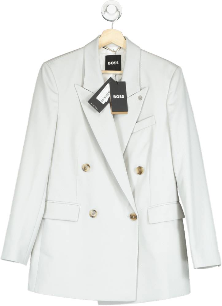 BOSS Grey Jaleto Double - breasted Blazer UK 10 - Reliked