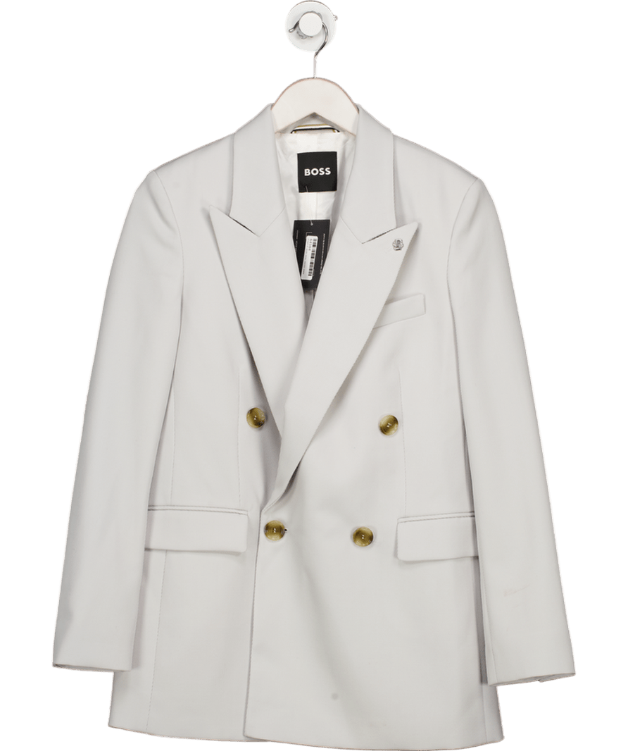 BOSS Pale Grey Virgin Wool Blend Blazer UK 8 - Reliked