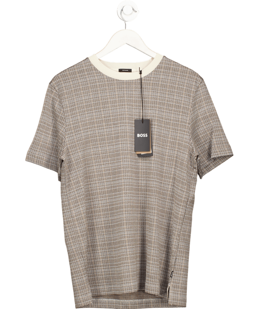 BOSS White T-shirt H - taut Brown UK M - Reliked