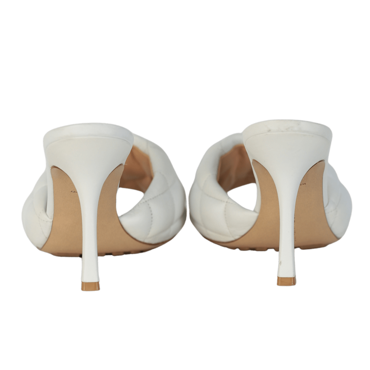 BOTTEGA VENETA Optic White Leather Quilled Padded Mule Heels UK 5 EU 38 👠 - Reliked