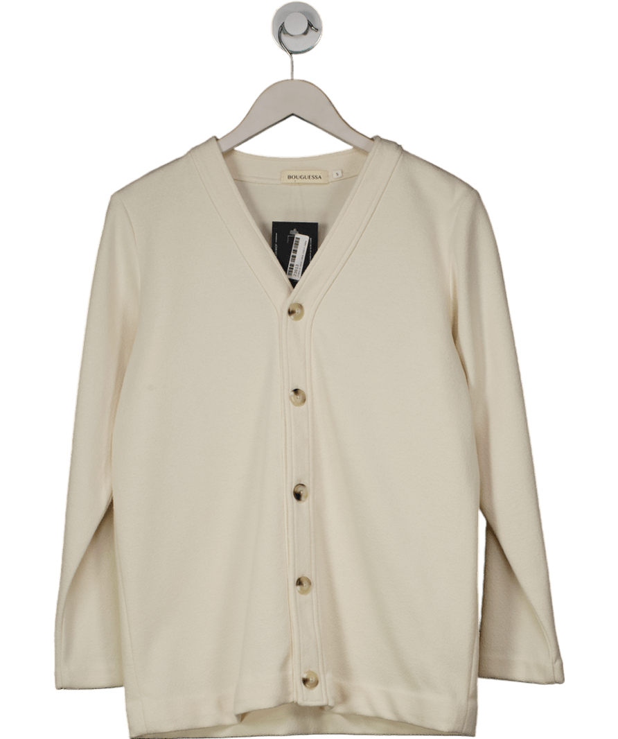 BOUGESSA Cream Boucle Tweed Cardigan UK S - Reliked
