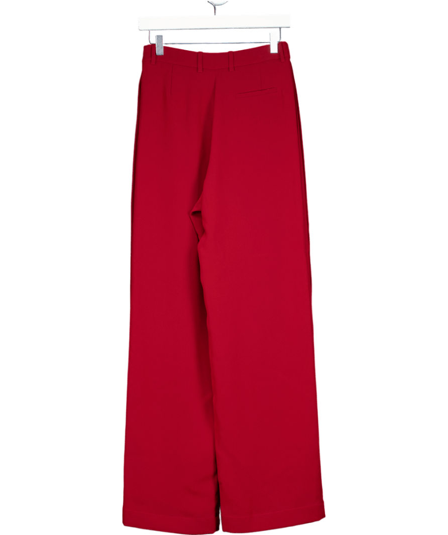 Bouguessa Burgundy Red Pleated Flowy Trousers UK S - Reliked