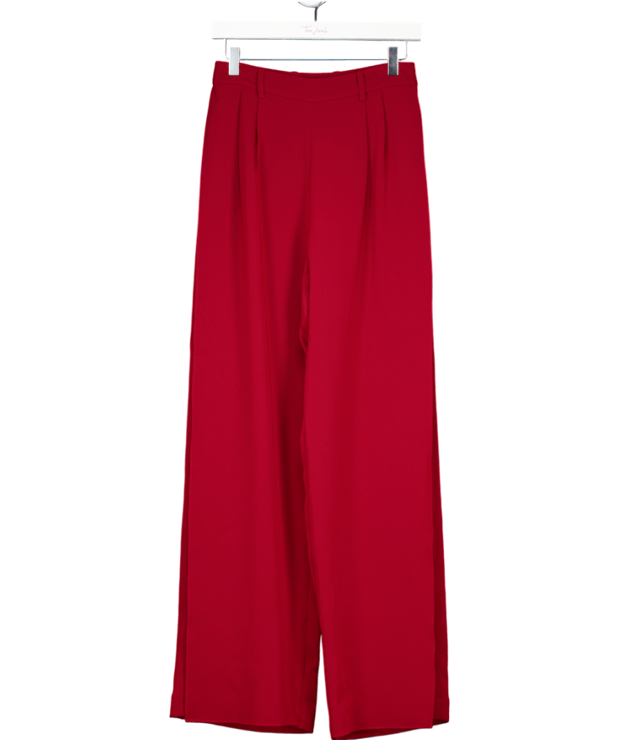 Bouguessa Burgundy Red Pleated Flowy Trousers UK S - Reliked