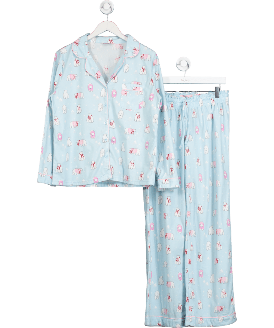 boux avenue Blue Polar Bear Fleece Pyjamas In A Bag UK 12 - Reliked