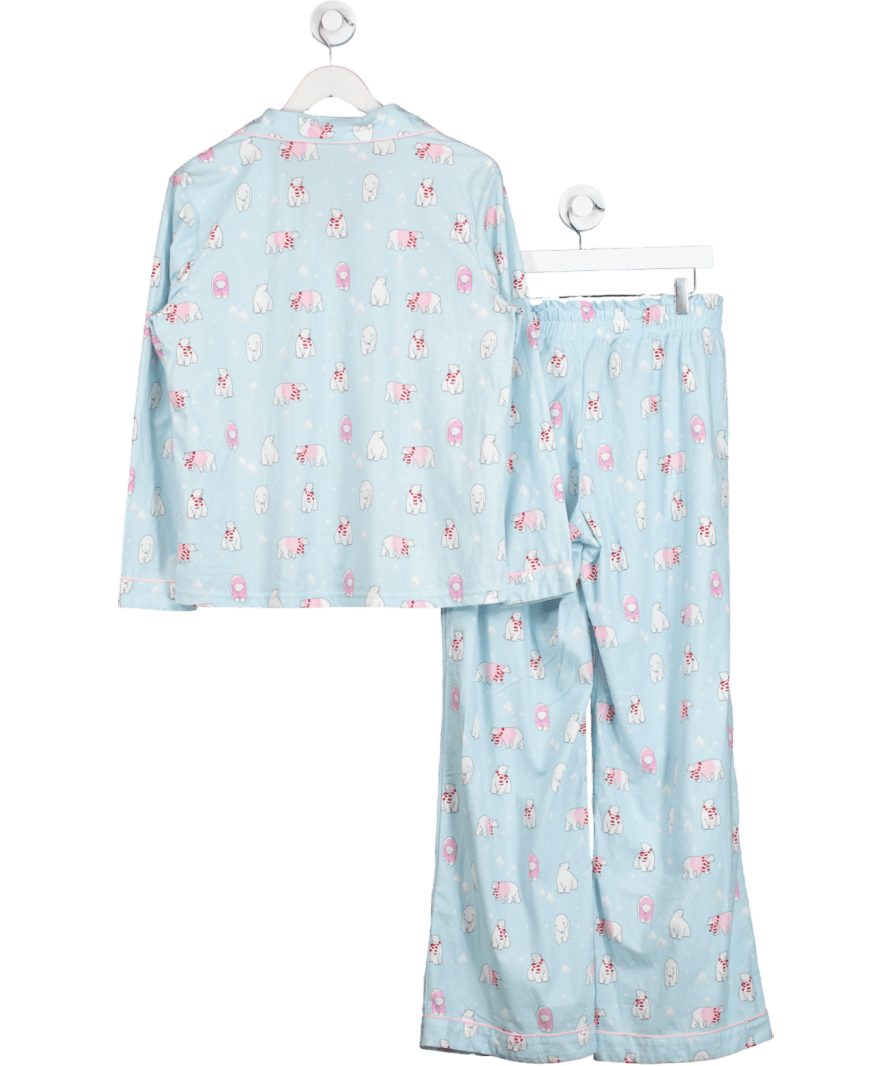 boux avenue Blue Polar Bear Fleece Pyjamas In A Bag UK 12 - Reliked