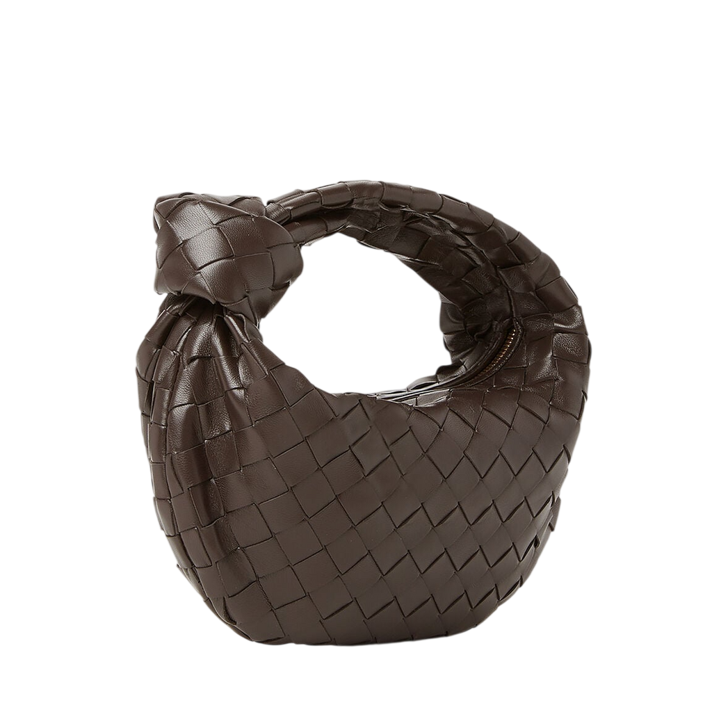 BOTTEGA VENETA Chocolate Brown Jodie Mini Intrecciato Leather Handbag