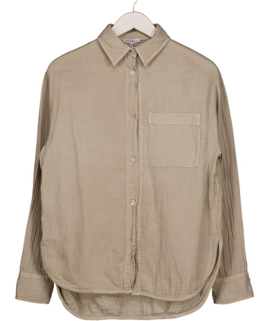 Bow&bo Beige 100% Cotton Shirt UK XS - Reliked