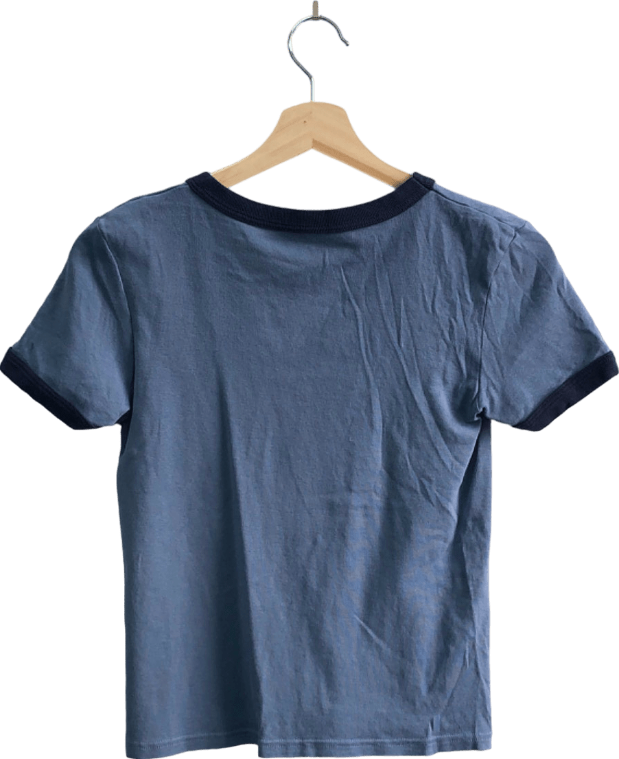 Brandy Melville Blue/Black Silence Radio Print T-Shirt One Size - Reliked