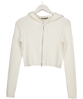 Brandy Melville White Arden Zip Hoodie One Size - Reliked