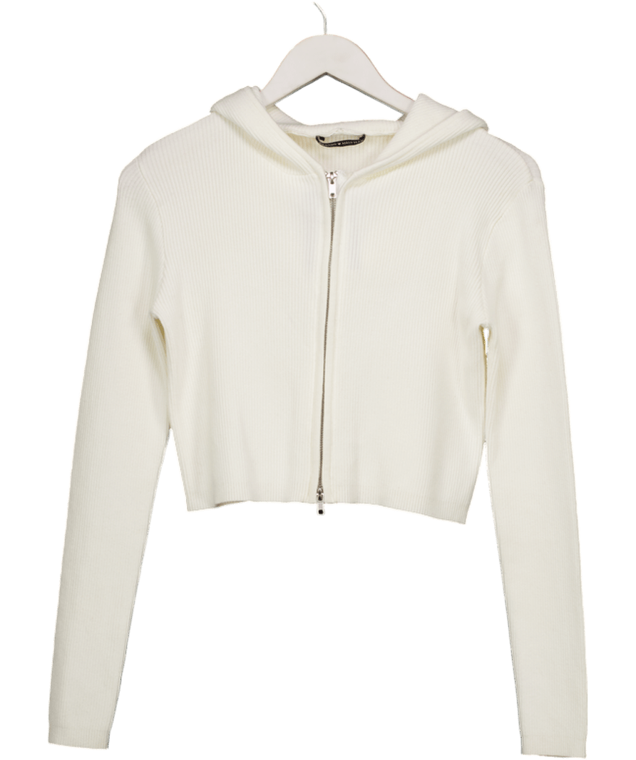 Brandy Melville White Arden Zip Hoodie One Size - Reliked
