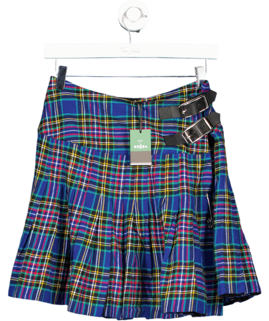 Brora Cobalt Blue The Plaid Mini Kilt UK 8 - Reliked