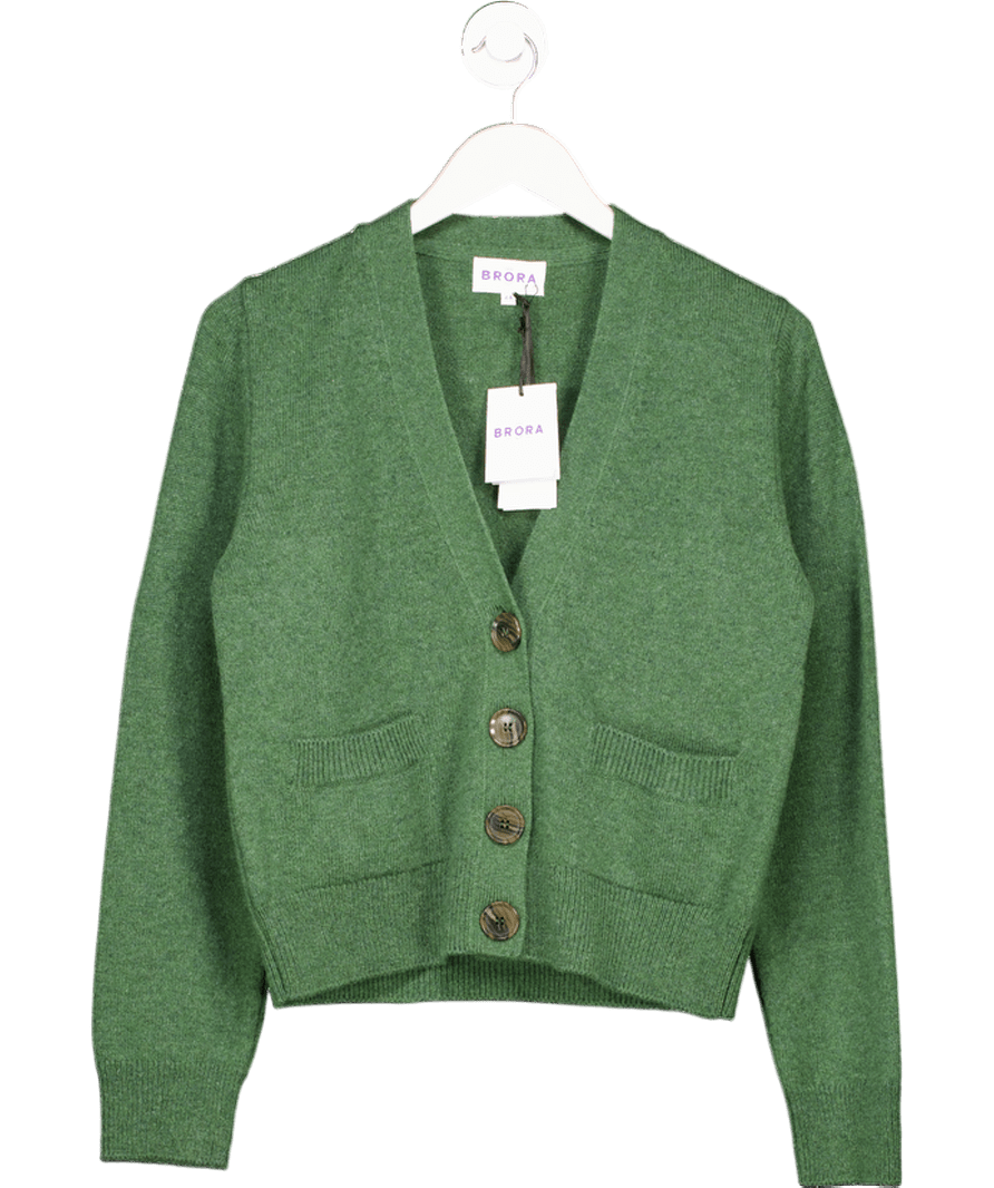 Brora Green Supersoft Lambswool Cardigan UK 4 - Reliked