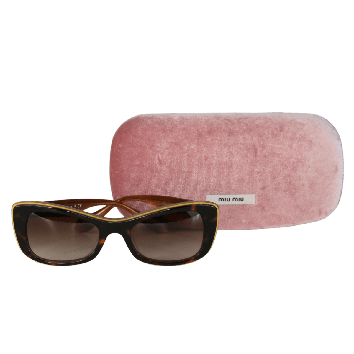 Brown Miu Miu Smu01o Tortoise / Gold Sunglasses In Case - Reliked