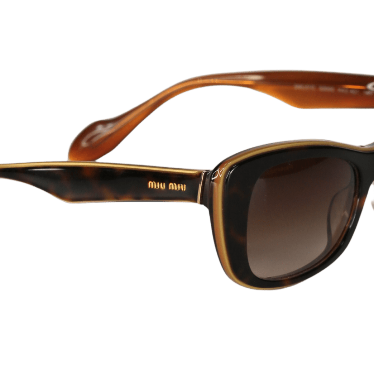 Brown Miu Miu Smu01o Tortoise / Gold Sunglasses In Case - Reliked