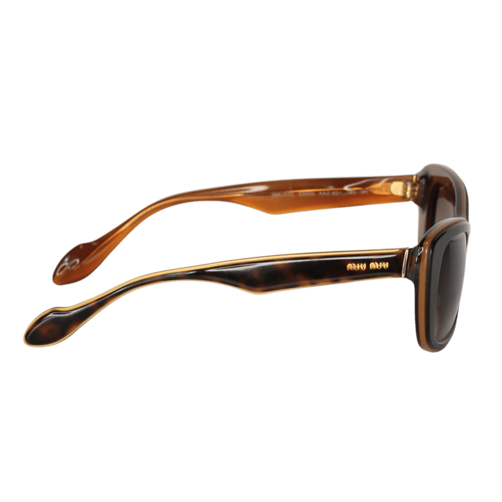 Brown Miu Miu Smu01o Tortoise / Gold Sunglasses In Case - Reliked