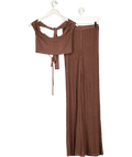 Brown Sparkly Trouser Set UK S - Reliked