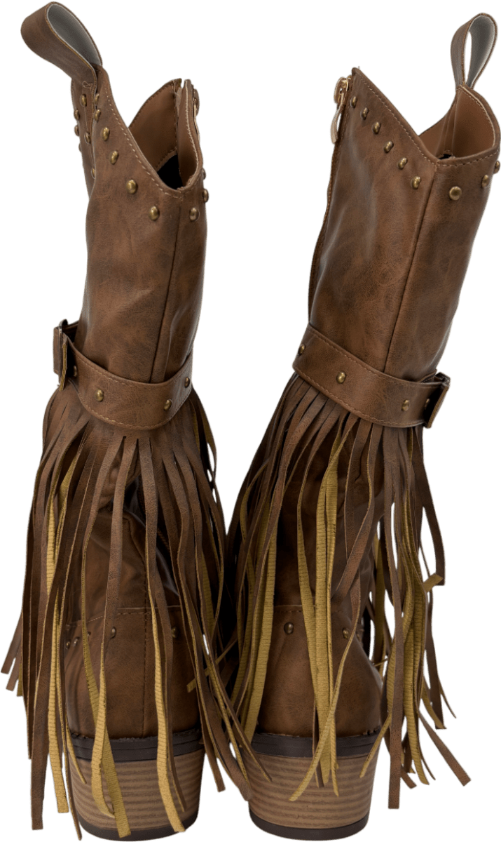 Brown Tassel Cowboy Boots UK 7 EU 40 👠 - Reliked
