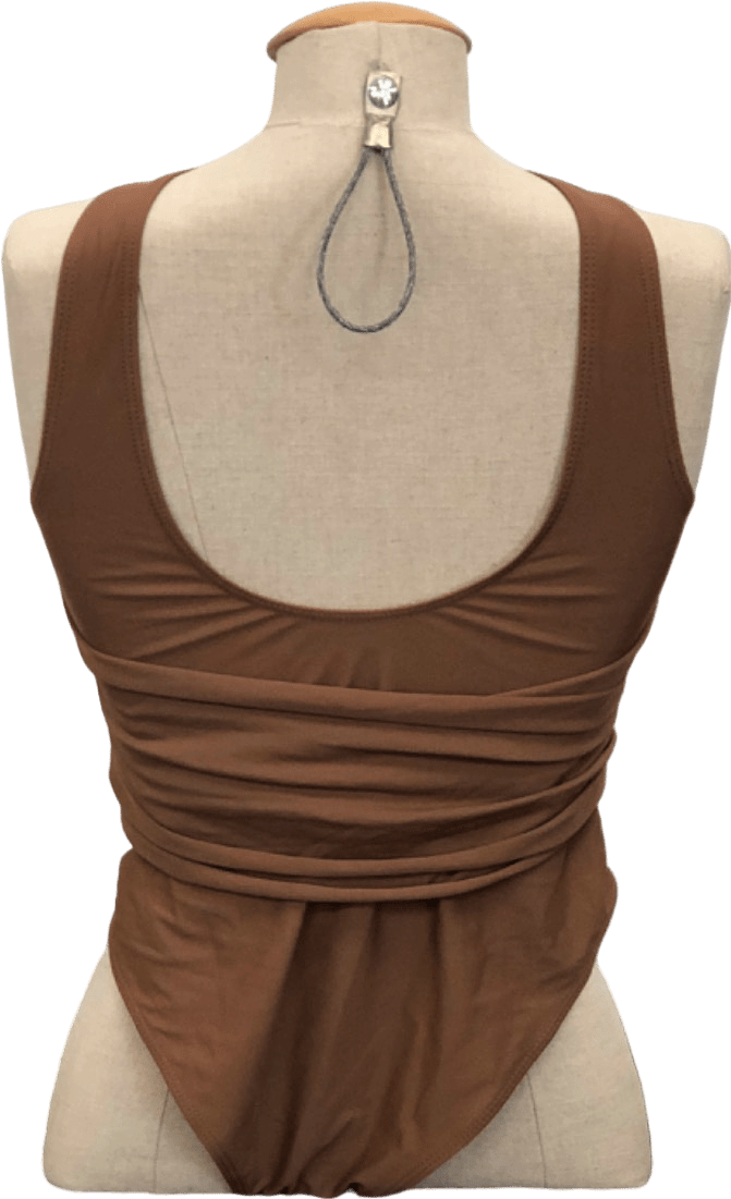 Brown V - Neck Swimsuit Body UK XL - Reliked