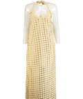 BTB Los Angeles Metallic Beige Crochet Lace Halterneck Maxi Dress UK XS - Reliked