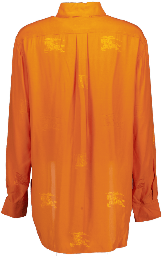 Burberry All - over Jacquard Button - down 100% Silk Oversize Shirt - Burnt Orange UK 6 - Reliked