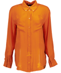 Burberry All - over Jacquard Button - down 100% Silk Oversize Shirt - Burnt Orange UK 6 - Reliked