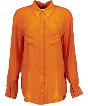 Burberry All-over Jacquard Button-down 100% Silk Oversize Shirt - Burnt Orange UK 6