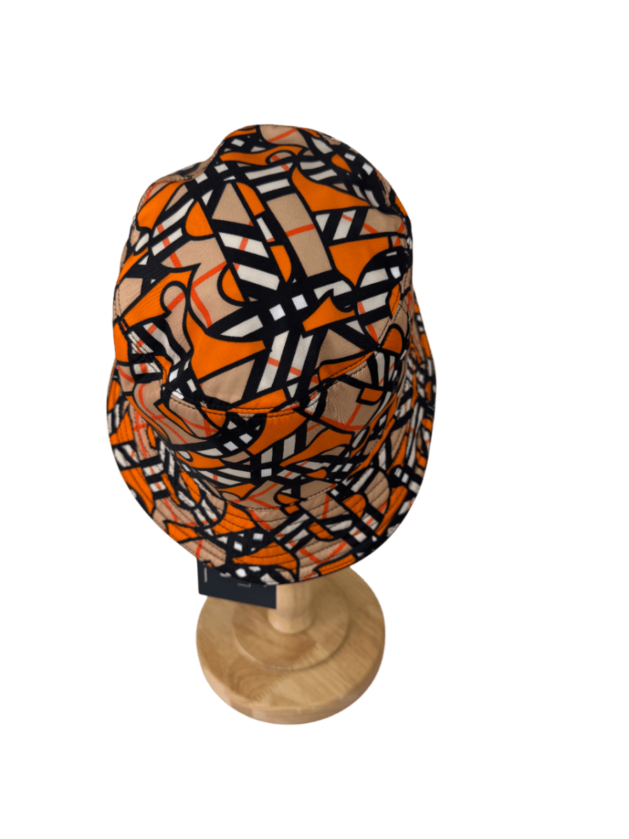 Burberry Monogram Print Bucket Hat In Orange UK L - Reliked