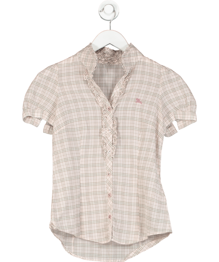 Burberry Pink Plaid Button Up Shirt UK 8 - Reliked