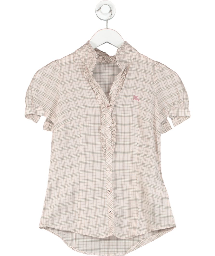 Burberry Pink Plaid Button Up Shirt UK 8 - Reliked