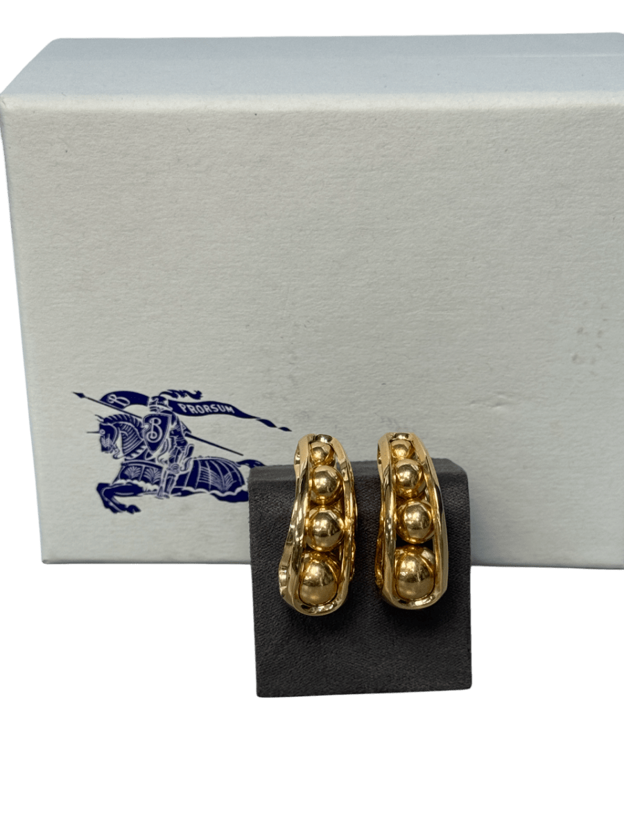 Burberry Yellow Gold Plated Sterling Silver Armour Sphere Earrings - Reliked