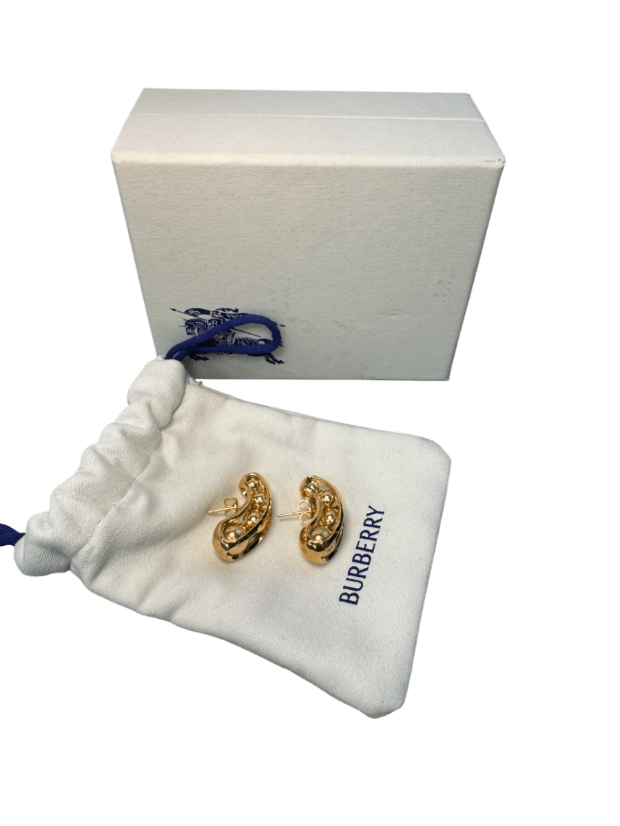 Burberry Yellow Gold Plated Sterling Silver Armour Sphere Earrings - Reliked