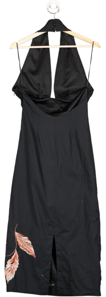 By Anthropologie Halter - Neck Embroidered Floral Midi Dress UK 10 - Reliked