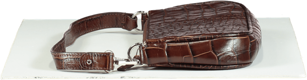 BY FAR Brown Rachel Croco Bag In Nutella - Reliked