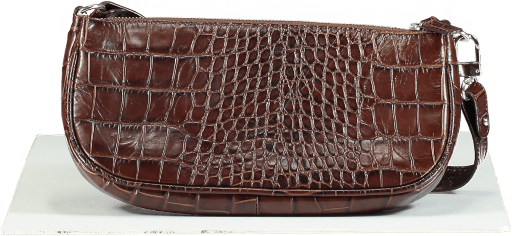 BY FAR Brown Rachel Croco Bag In Nutella - Reliked